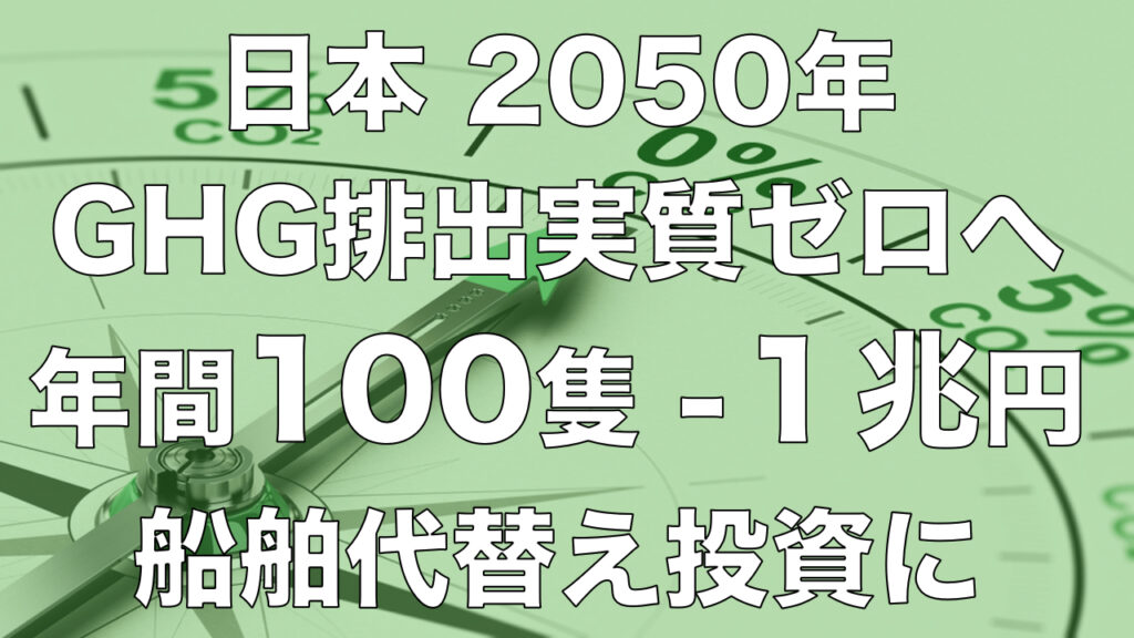 日本の海運、2050年にGHG排出実質ゼロ目指す。投資金額は年間100隻、1兆円。